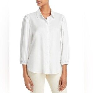 Beachlunchlounge Isobel Tencel Puff Sleeve Blouse White Size XS
